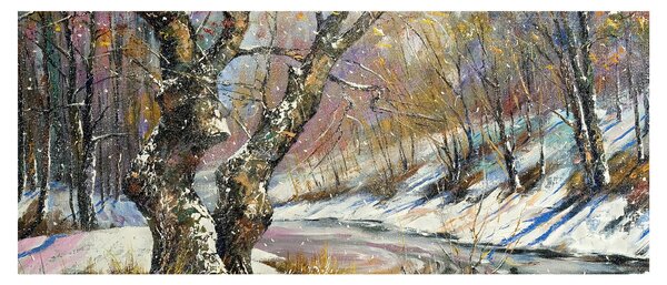 Slika naslikanog zimskog krajolika (120x50 cm)