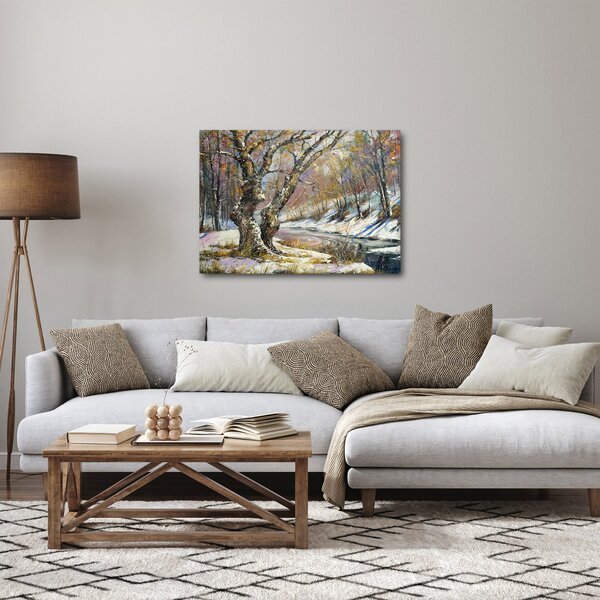 Slika naslikanog zimskog krajolika (70x50 cm)