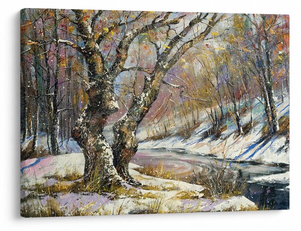 Slika naslikanog zimskog krajolika (70x50 cm)