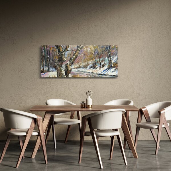Slika naslikanog zimskog krajolika (120x50 cm)