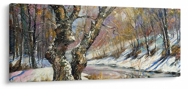 Slika naslikanog zimskog krajolika (120x50 cm)