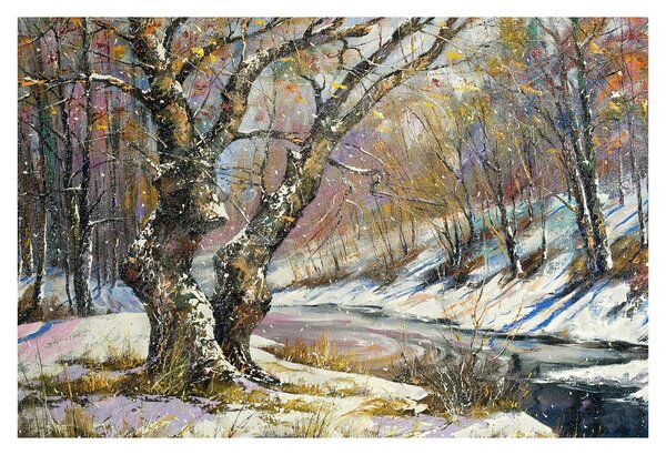 Slika naslikanog zimskog krajolika (90x60 cm)