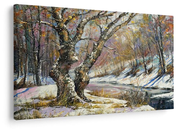 Slika naslikanog zimskog krajolika (90x60 cm)