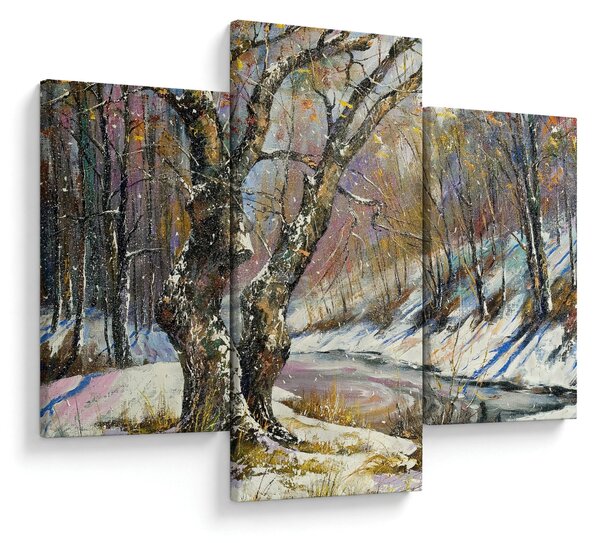 Slika naslikanog zimskog krajolika (90x60 cm)