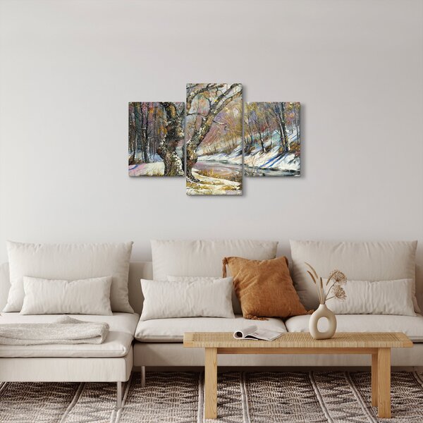 Slika naslikanog zimskog krajolika (90x60 cm)