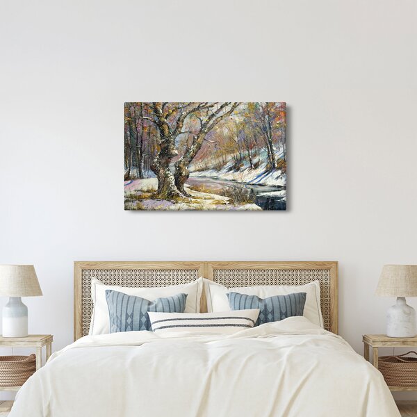 Slika naslikanog zimskog krajolika (90x60 cm)