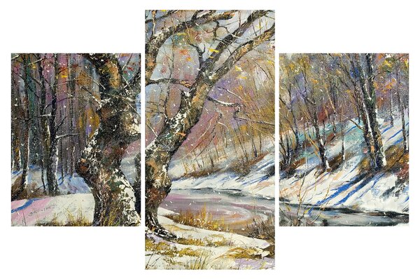 Slika naslikanog zimskog krajolika (90x60 cm)