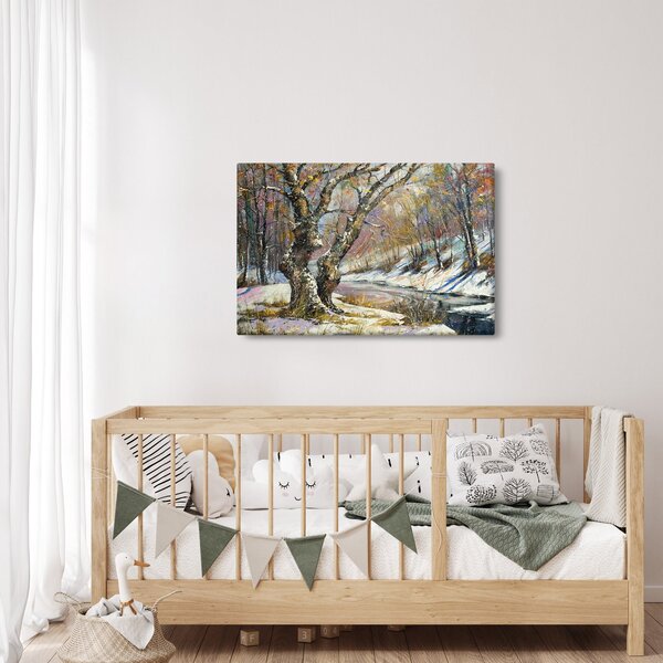 Slika naslikanog zimskog krajolika (90x60 cm)