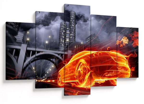 Slika automobila u plamenu (150x105 cm)