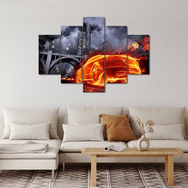 Slika automobila u plamenu (150x105 cm)