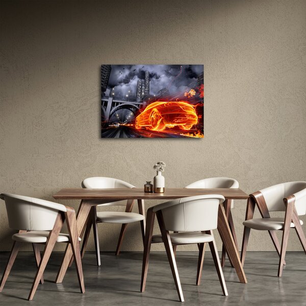 Slika automobila u plamenu (70x50 cm)
