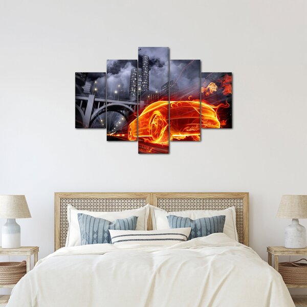 Slika automobila u plamenu (150x105 cm)