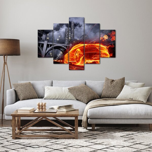 Slika automobila u plamenu (150x105 cm)