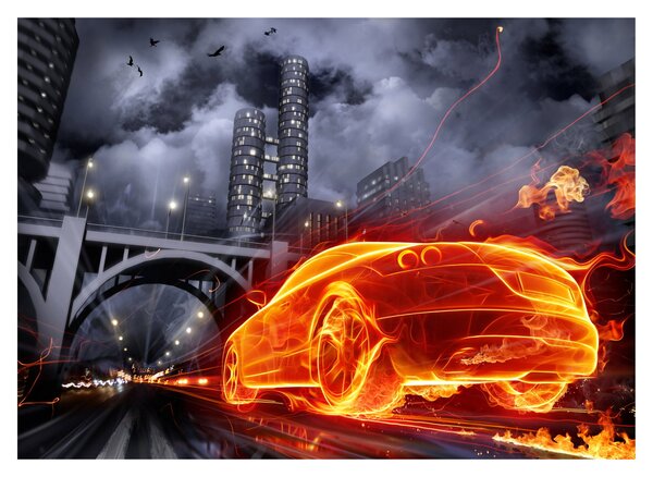 Slika automobila u plamenu (70x50 cm)