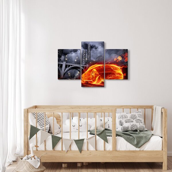Slika automobila u plamenu (90x60 cm)