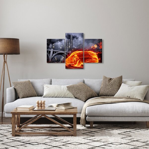 Slika automobila u plamenu (90x60 cm)