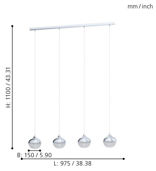 Eglo 98628 - Luster na sajli MIOGLIA 4xE14/25W/230V