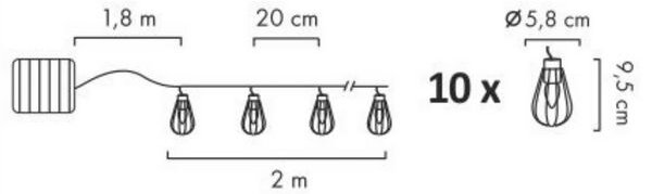 LED Solarni vanjski lanac 10xLED/1xAAA 3,8 m IP44