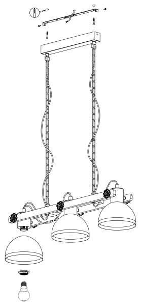 Eglo 43163 - Luster na lancu LUBENHAM 3xE27/28W/230V