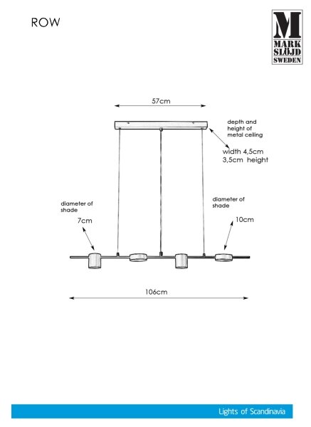 Markslöjd 107746 - Luster na sajli ROW 4xG9/7W/230V