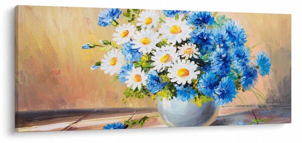 Naslikana slika cvijeća u vazi (120x50 cm)