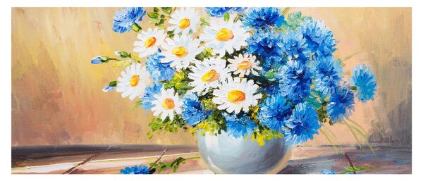 Naslikana slika cvijeća u vazi (120x50 cm)
