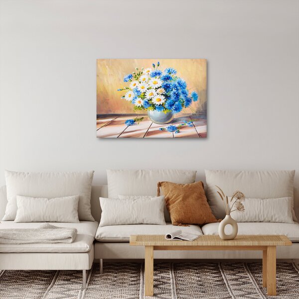 Naslikana slika cvijeća u vazi (70x50 cm)