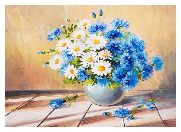 Naslikana slika cvijeća u vazi (70x50 cm)