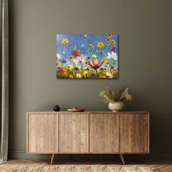 Naslikana slika procvjetale livade (70x50 cm)