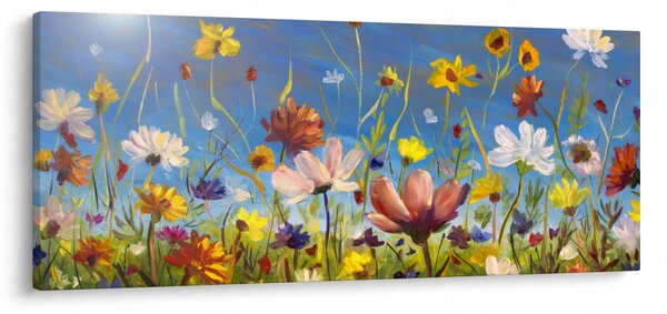 Naslikana slika procvjetale livade (120x50 cm)