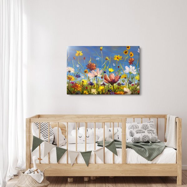 Naslikana slika procvjetale livade (90x60 cm)