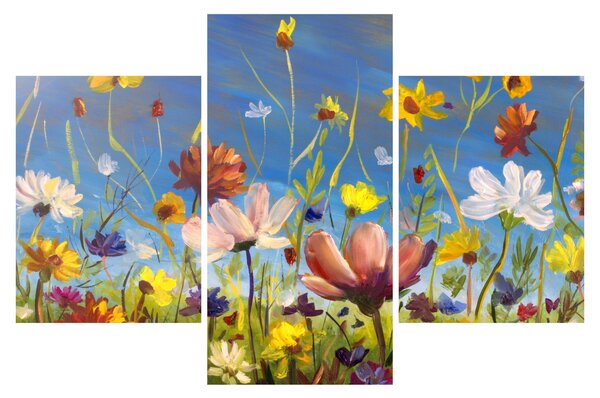 Naslikana slika procvjetale livade (90x60 cm)