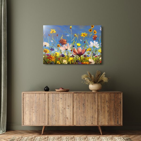 Naslikana slika procvjetale livade (90x60 cm)