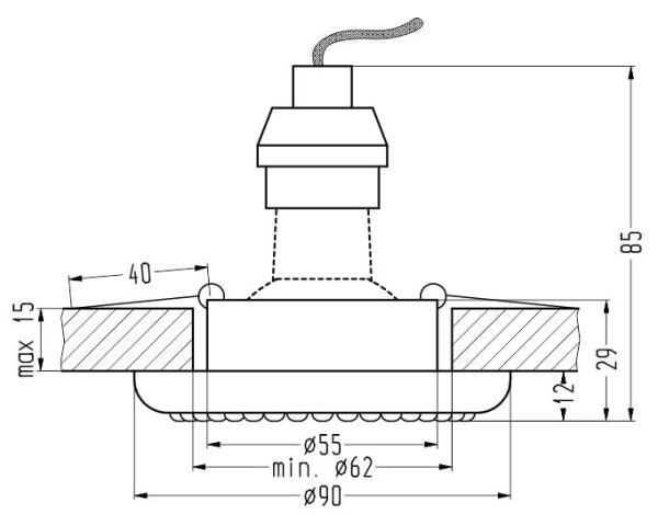 Ugradbena svjetiljka SOC 1xGU10/50W/230V crna