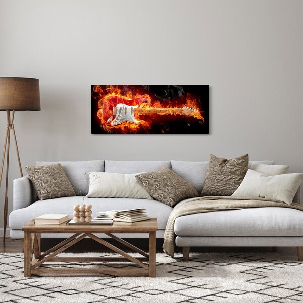 Slika - Gitara u plamenu (120x50 cm)