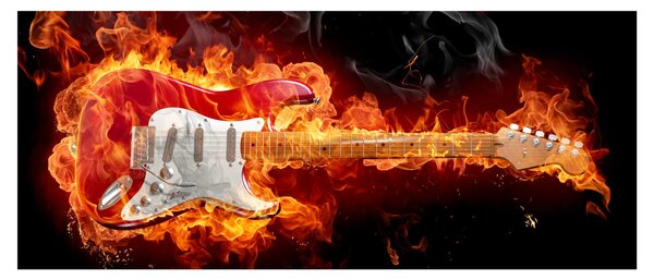 Slika - Gitara u plamenu (120x50 cm)