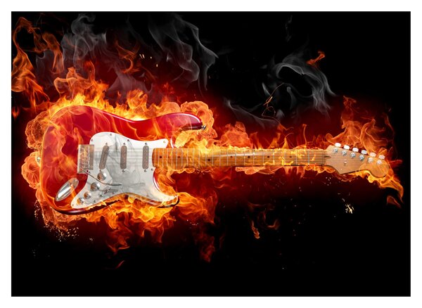 Slika - Gitara u plamenu (70x50 cm)