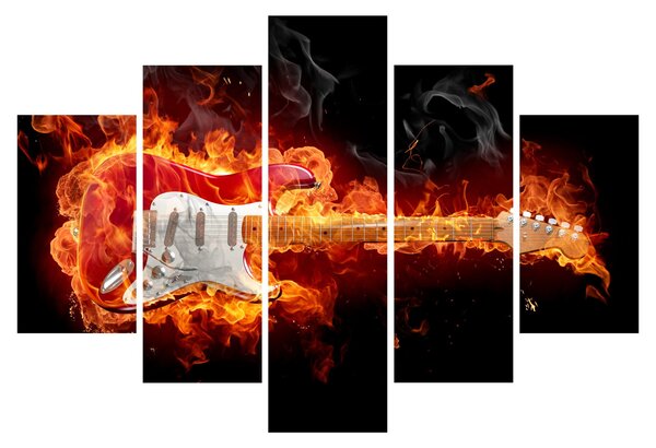 Slika - Gitara u plamenu (150x105 cm)