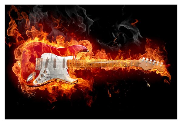 Slika - Gitara u plamenu (90x60 cm)