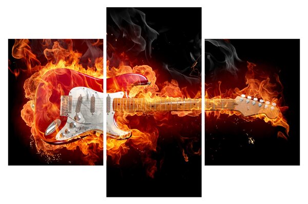 Slika - Gitara u plamenu (90x60 cm)