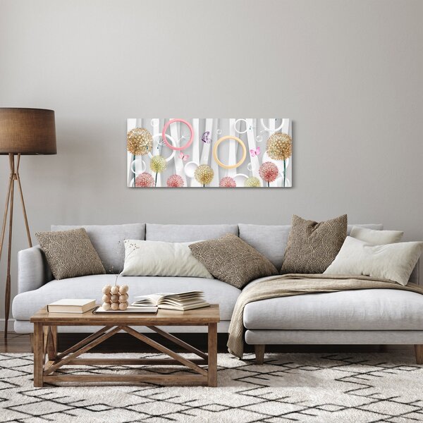 Apstraktna slika s maslačcima (120x50 cm)