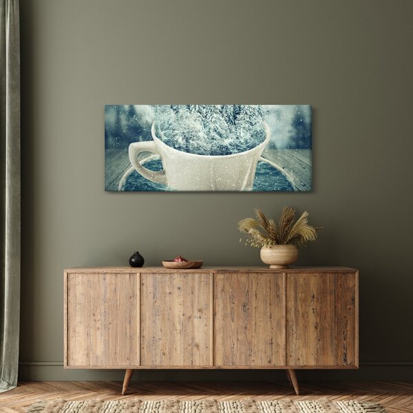 Slika - Zimski svet v skodelici (120x50 cm)