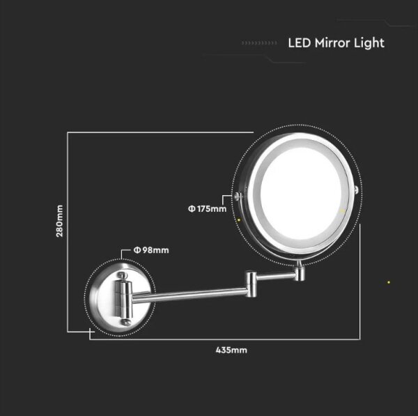 LED Zidno kozmetičko ogledalo LED/3W/6V IP44