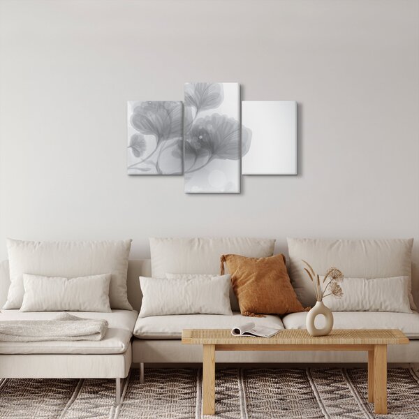 Slika rož v odtenkih sive (90x60 cm)