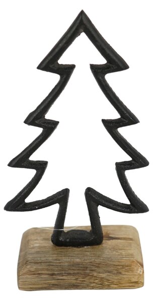 Božićna dekoracija CHRISTMAS TREE od mangovog drva 17cm, crna