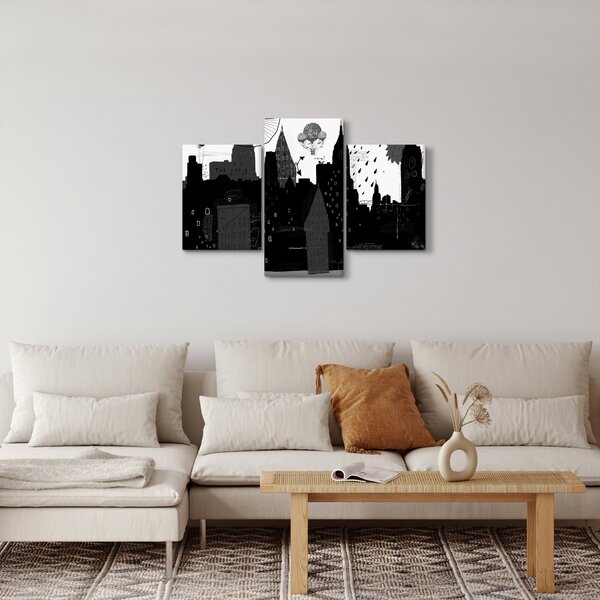 Slika - Mesto z napisi in vzorci (90x60 cm)