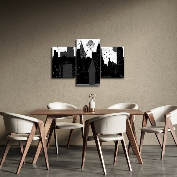 Slika - Mesto z napisi in vzorci (90x60 cm)