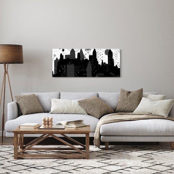 Slika - Mesto z napisi in vzorci (120x50 cm)