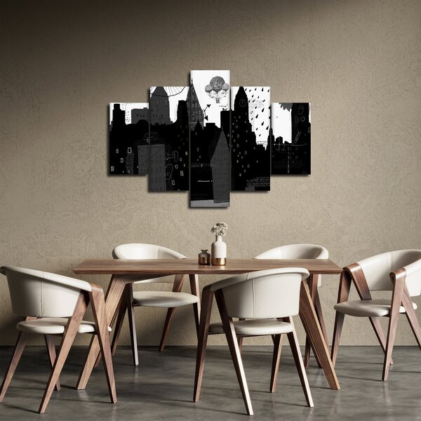 Slika - Mesto z napisi in vzorci (150x105 cm)
