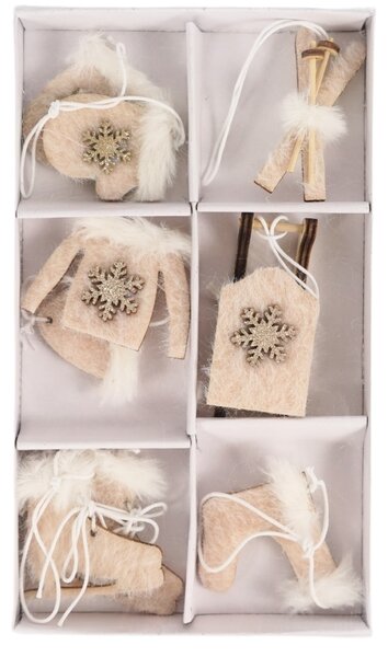 Set božićnih visećih dekoracija CHRISTMAS SYMBOLS 6 kom - više boja